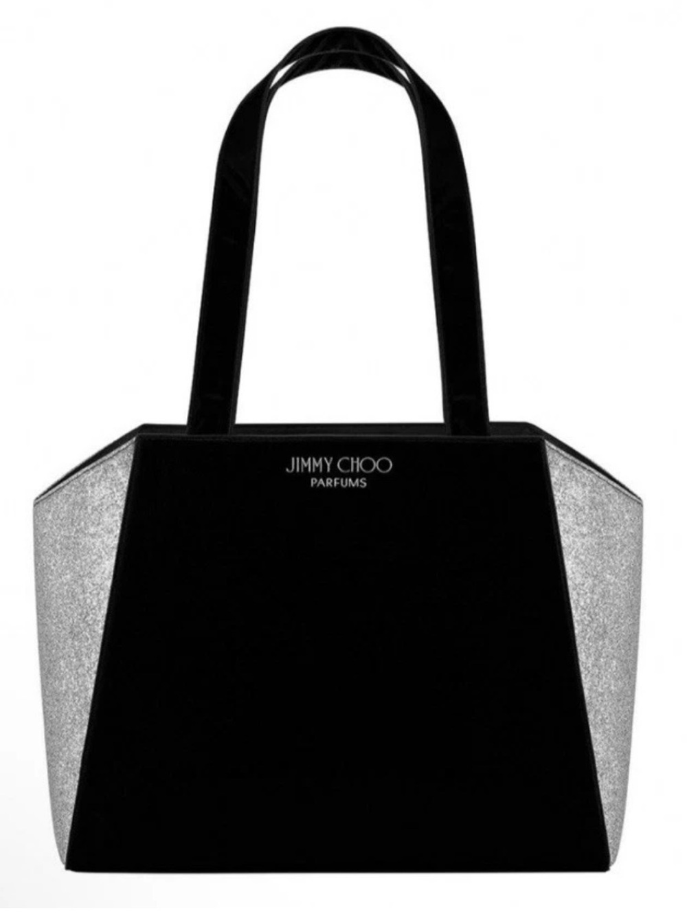 Jimmy Choo Black Velvet Silver Sparkle Limited Edition Tote Bag